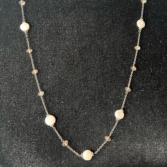 pearl necklace Jewelry - Sterling fresh water‎ pearl and crystal necklace